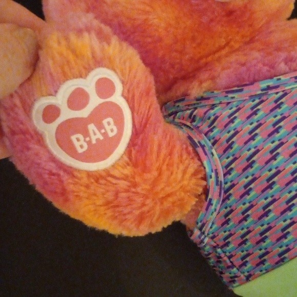 Retired Build A Bear Sunset Tie Dye Myrtle Beach Bunny with Workout Outfit - Picture 4 of 5